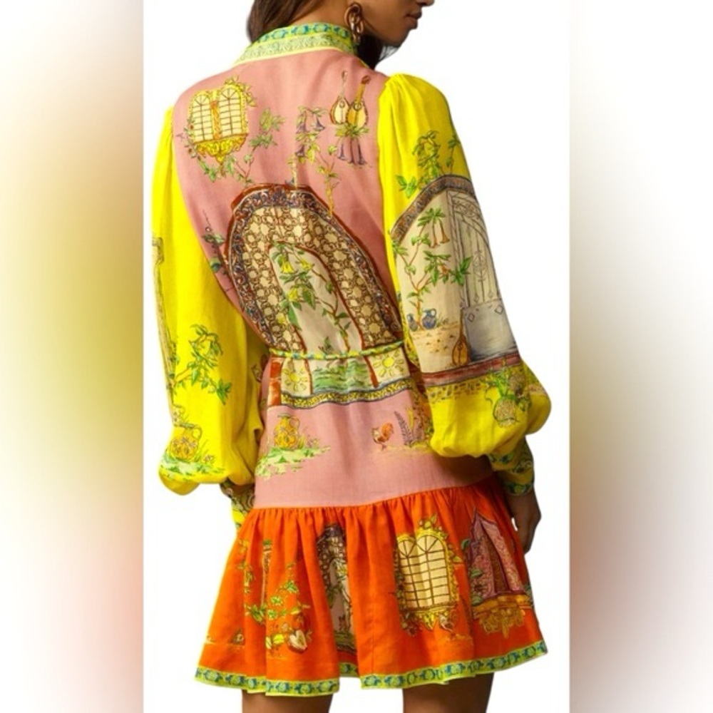 Colorful‎ Women's Dress with Yellow and Orange Accents Sz S - Picture 9 of 15